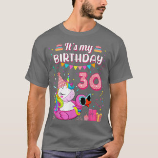30e verjaardag Unicorn Duck Swimming Pool 30 T-shirt