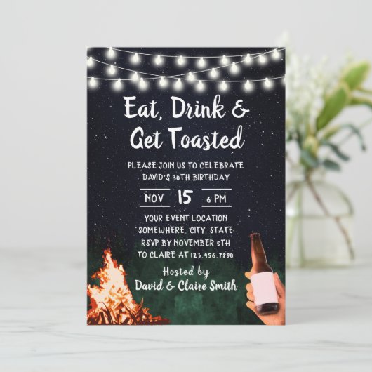 30e verjaardag van de achtertuin Bonfire & Beer Kaart (Staand voorkant)