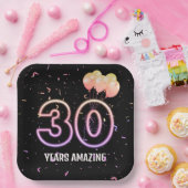 30e verjaardag van de ballonnen en Confetti Papieren Bordje (Feest)