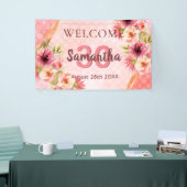 30e verjaardag van de blote roze bloemen welkom spandoek (Beurs)