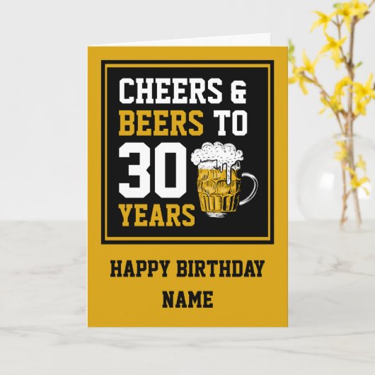 30e verjaardag van de borst en bier tot 30 jaar kaart (Gele Bloem)