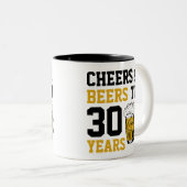 30e verjaardag van de borst en bier tot 30 jaar tweekleurige koffiemok (Voorkant rechts)