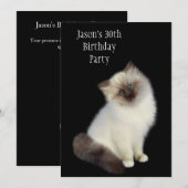 30e verjaardag van de bruine & witte kat kaart (Voorkant / Achterkant)