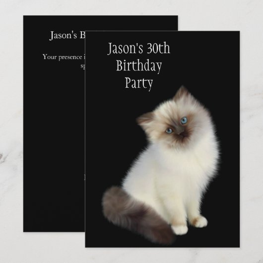 30e verjaardag van de bruine & witte kat kaart (Voorkant / Achterkant)