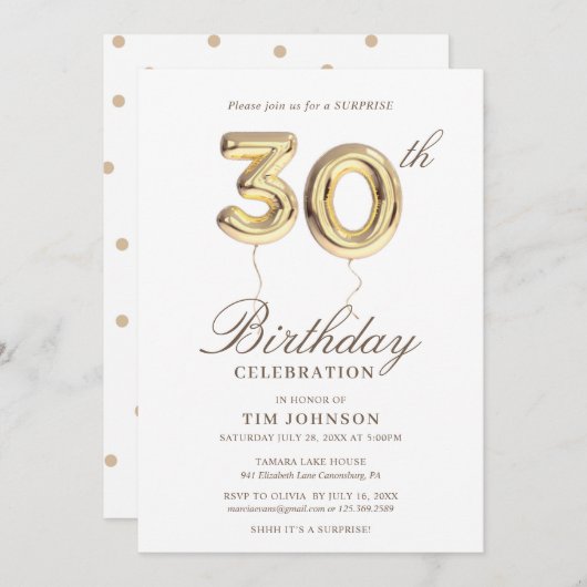 30e verjaardag van de feestdag kaart (Voorkant / Achterkant)