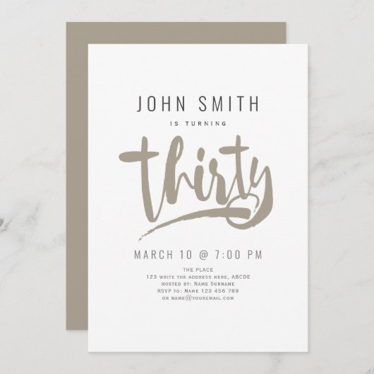 30e verjaardag van de geboorte, Modern, Masculine Kaart (Voorkant / Achterkant)