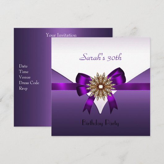 30e verjaardag van de joodse Paarse gouden witte p Kaart (Voorkant / Achterkant)