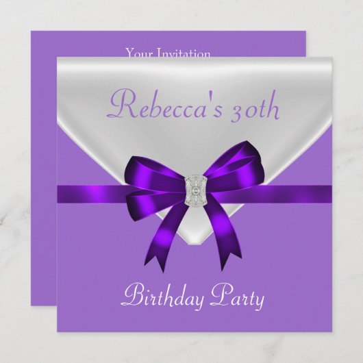 30e verjaardag van de juwelenbank Wit Paars 2 Kaart (Voorkant / Achterkant)