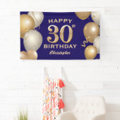 30e verjaardag van de marineblauw en goudballonnen spandoek (Insitu)