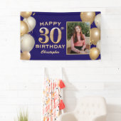 30e verjaardag van de marineblauw en goudballonnen spandoek (Insitu)