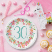 30e verjaardag van de moderne bloementeelt papieren bordje (Feest)