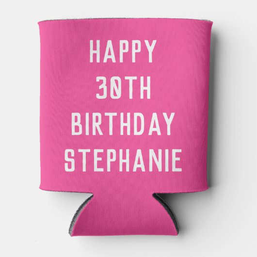 30e verjaardag van de olifantenroze moderne gunste blikjeskoeler (Voorkant)