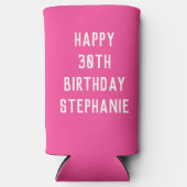 30e verjaardag van de olifantenroze moderne gunste seltzer blikjeskoeler (Voorkant)