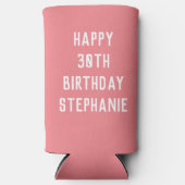 30e verjaardag van de olifantenroze moderne gunste seltzer blikjeskoeler (Voorkant)