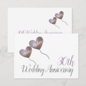 30e verjaardag van de Parelbruiloft paars hart Bedankkaart (Voorkant / Achterkant)