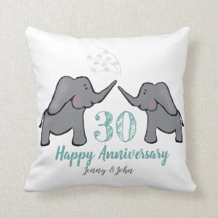 30e verjaardag van de parelbruine olifant kussen