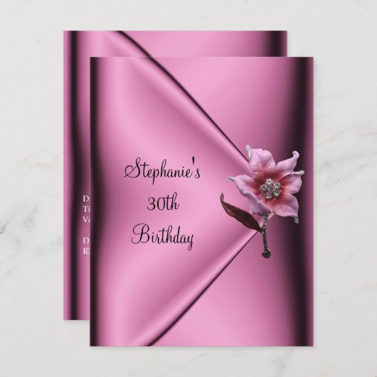 30e verjaardag van de roze zijderoute sieraden kaart (Voorkant / Achterkant)