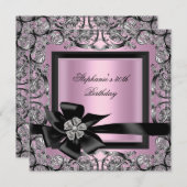 30e verjaardag van de roze zilverzwarte rok kaart (Voorkant / Achterkant)