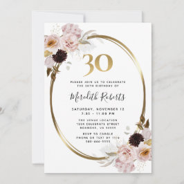 30e verjaardag van de Rozen Gold Metallic Floral P Kaart