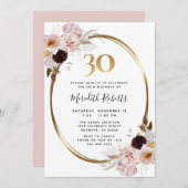 30e verjaardag van de Rozen Gold Metallic Floral P Kaart (Voorkant / Achterkant)