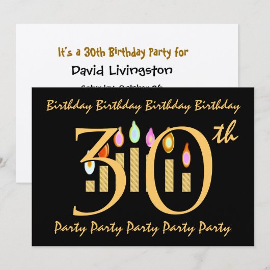 30e verjaardag van de Sjabloon van uitnodiging van (Voorkant / Achterkant)