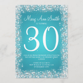 30e verjaardag van de Sparking Glitter Turquoise Kaart