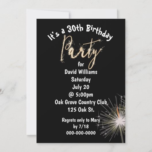 30e verjaardag van de Sparklers Kaart (Achterkant)