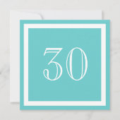 30e verjaardag van de uitnodiging - Aqua (Voorkant)