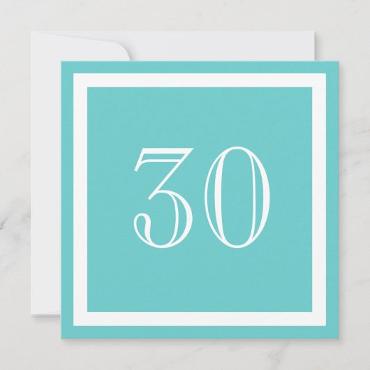 30e verjaardag van de uitnodiging - Aqua (Voorkant)