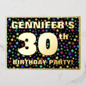 30e verjaardag van de Vreugde - Fun, kleurrijk ste Folie Uitnodiging (Voorkant)