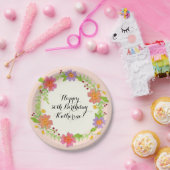 30e verjaardag van de Waterverf Moderne Floral Papieren Bordje (Feest)