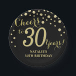 30e verjaardag van de zwarte en gouddiamant papieren bordje<br><div class="desc">bord voor 30e verjaardag  voor zwart en gouddiamant</div>