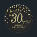 30e verjaardag van de zwarte en gouddiamant papieren bordje<br><div class="desc">bord voor 30e verjaardag  voor zwart en gouddiamant</div>