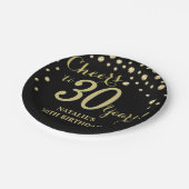 30e verjaardag van de zwarte en gouddiamant papieren bordje (Gekanteld)
