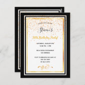 30e verjaardag van de zwarte gouduitnodiging briefkaart (Voorkant / Achterkant)