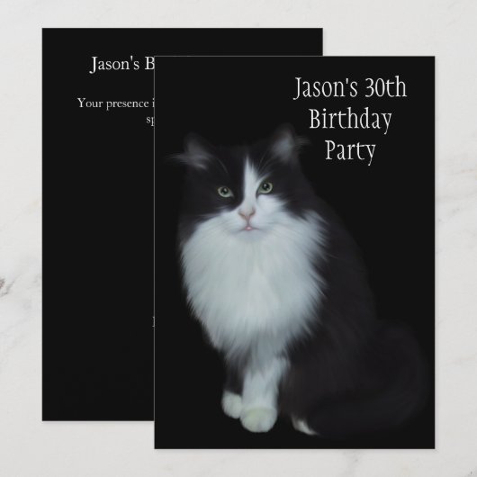 30e verjaardag van de Zwarte & Witte Kat Kaart (Voorkant / Achterkant)