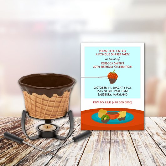 30e verjaardag van Fondue Dinner Party Uitnodiging
