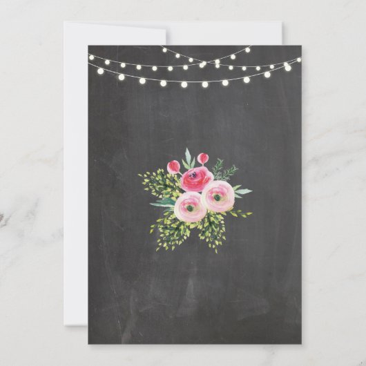 30e verjaardag van het Chalkboard Floral Pink Invi Kaart (Achterkant)