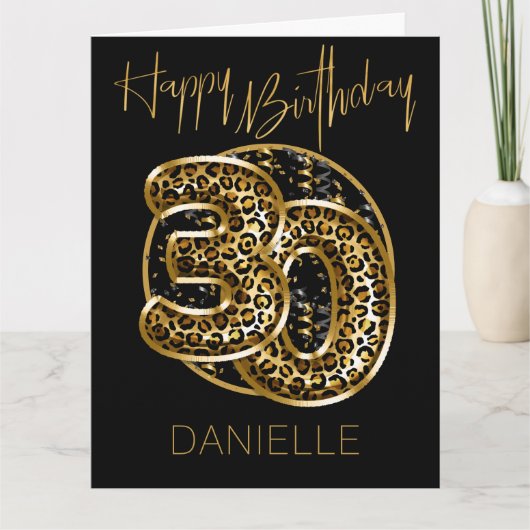 30e verjaardag van het luipaard afdrukken van goud kaart (Voorkant)