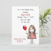 30e verjaardag van het meisje met de Rode ballon Kaart (Staand voorkant)