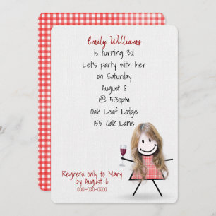 30e verjaardag van het meisje met wijn kaart