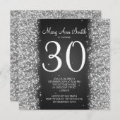 30e verjaardag van het mousserende glitter Black Kaart (Voorkant / Achterkant)