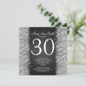 30e verjaardag van het mousserende glitter Black Kaart (Staand voorkant)