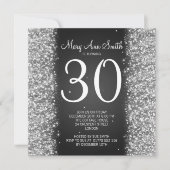 30e verjaardag van het mousserende glitter Black Kaart (Voorkant)