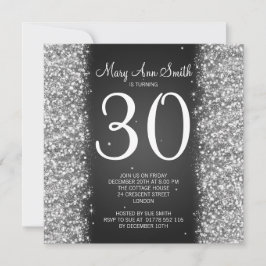 30e verjaardag van het mousserende glitter Black Kaart