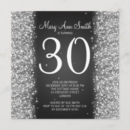 30e verjaardag van het mousserende glitter Black Kaart