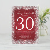 30e verjaardag van het mousserende glitterrood kaart (Staand voorkant)