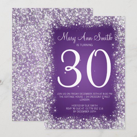 30e verjaardag van het mousserende Paars Kaart (Voorkant / Achterkant)