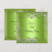 30e verjaardag van Silver Lime Green Kaart (Voorkant / Achterkant)