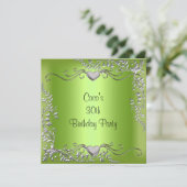 30e verjaardag van Silver Lime Green Kaart (Staand voorkant)